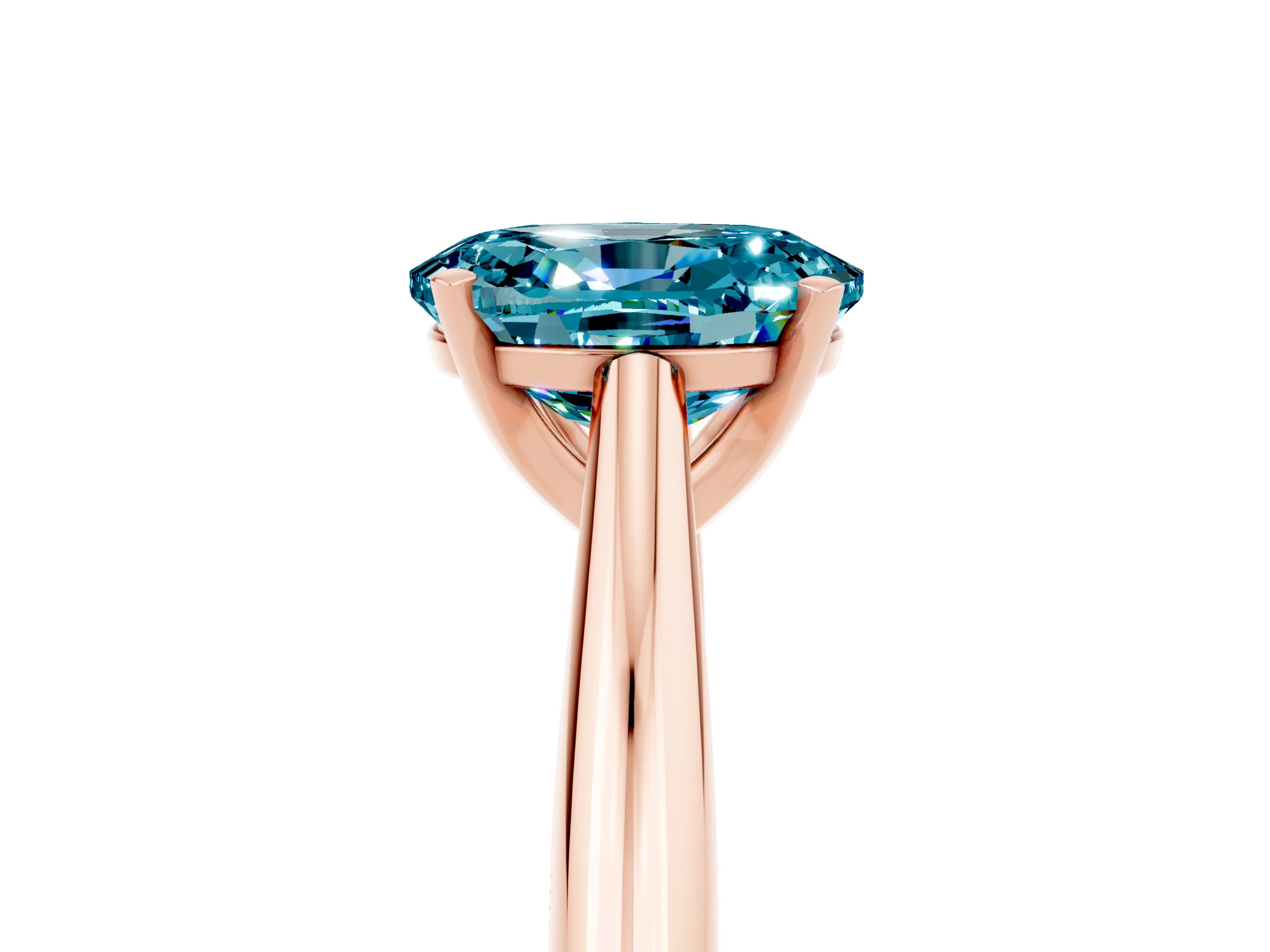 Rose gold Oval Cut Blue Topaz Solitaire Engagement Ring with Cathedral Setting and Four-Prong Mount_17