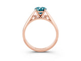 Rose gold Oval Cut Blue Topaz Solitaire Engagement Ring with Cathedral Setting and Four-Prong Mount_21