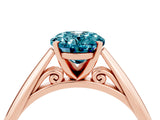 Rose gold Oval Cut Blue Topaz Solitaire Engagement Ring with Cathedral Setting and Four-Prong Mount_22