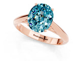 Rose gold Oval Cut Blue Topaz Solitaire Engagement Ring with Cathedral Setting and Four-Prong Mount_25