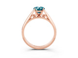 Rose gold Oval Cut Blue Topaz Solitaire Engagement Ring with Cathedral Setting and Four-Prong Mount_27