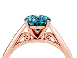 Rose gold Oval Cut Blue Topaz Solitaire Engagement Ring with Cathedral Setting and Four-Prong Mount_28