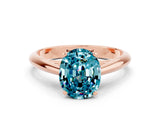 Rose gold Oval Cut Blue Topaz Solitaire Engagement Ring with Cathedral Setting and Four-Prong Mount_66