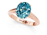 Rose gold Oval Cut Blue Topaz Solitaire Engagement Ring with Cathedral Setting and Four-Prong Mount_67