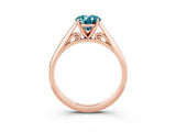 Rose gold Oval Cut Blue Topaz Solitaire Engagement Ring with Cathedral Setting and Four-Prong Mount_69