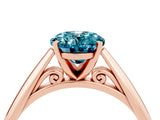 Rose gold Oval Cut Blue Topaz Solitaire Engagement Ring with Cathedral Setting and Four-Prong Mount_70