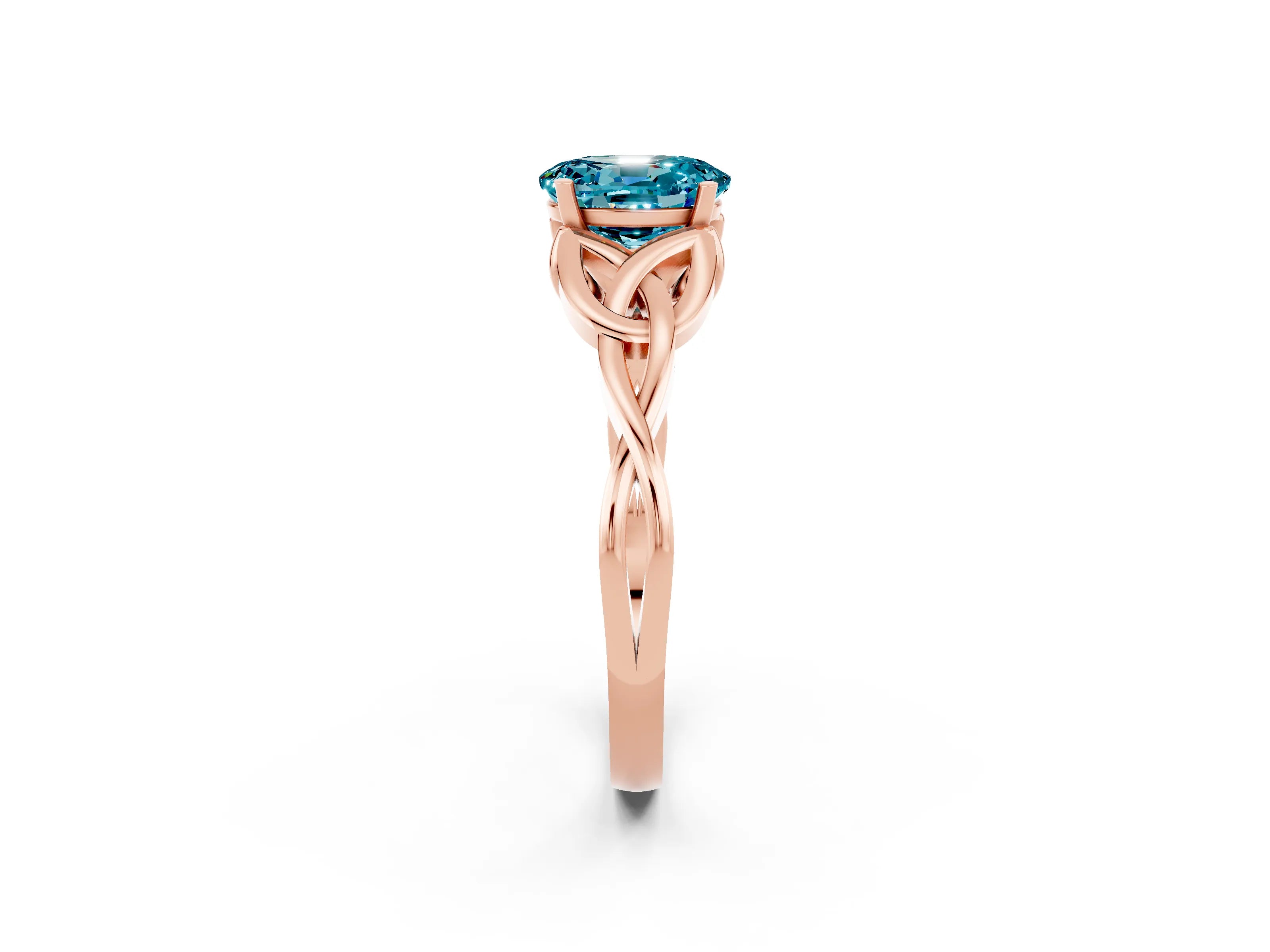 Rose gold Oval Cut Blue Topaz Solitaire Engagement Ring with Celtic Knot Band and Four-Prong Setting_2