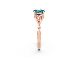 Rose gold Oval Cut Blue Topaz Solitaire Engagement Ring with Celtic Knot Band and Four-Prong Setting_2