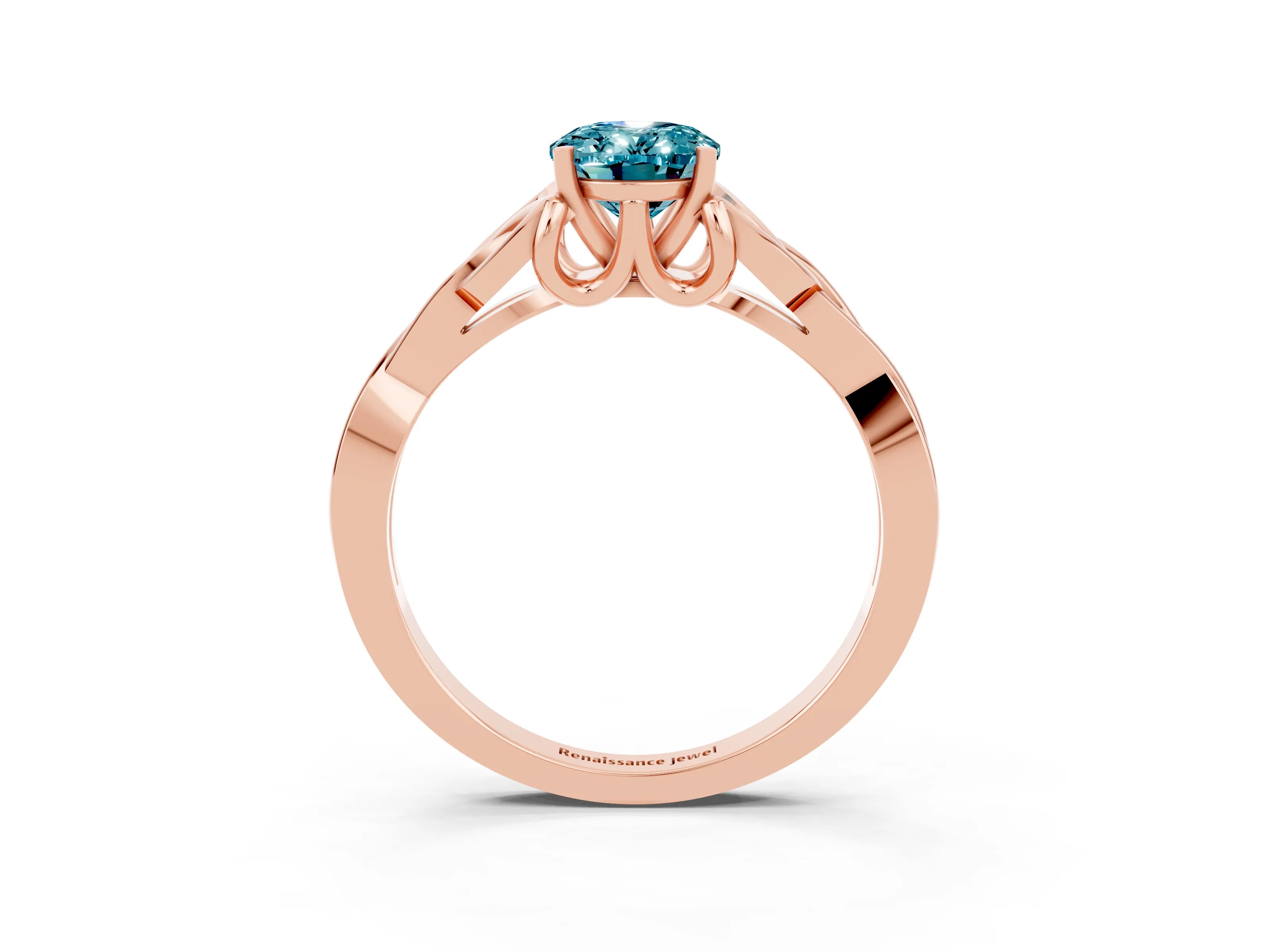 Rose gold Oval Cut Blue Topaz Solitaire Engagement Ring with Celtic Knot Band and Four-Prong Setting_3