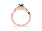 Rose gold Oval Cut Blue Topaz Solitaire Engagement Ring with Celtic Knot Band and Four-Prong Setting_3
