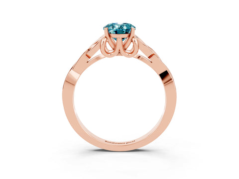 Rose gold Oval Cut Blue Topaz Solitaire Engagement Ring with Celtic Knot Band and Four-Prong Setting_3