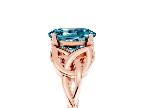 Rose gold Oval Cut Blue Topaz Solitaire Engagement Ring with Celtic Knot Band and Four-Prong Setting_5