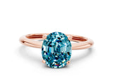 Rose gold Oval Cut Blue Topaz Solitaire Engagement Ring with Classic Band and Four-Prong Setting_24