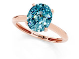 Rose gold Oval Cut Blue Topaz Solitaire Engagement Ring with Classic Band and Four-Prong Setting_25