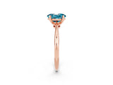 Rose gold Oval Cut Blue Topaz Solitaire Engagement Ring with Classic Band and Four-Prong Setting_26