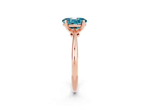 Rose gold Oval Cut Blue Topaz Solitaire Engagement Ring with Classic Band and Four-Prong Setting