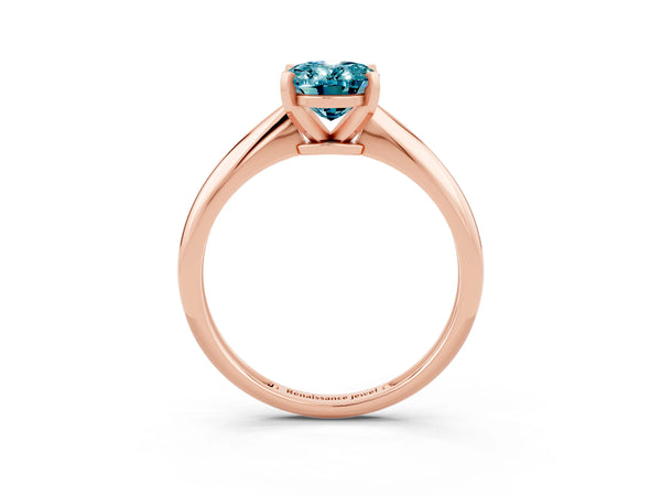 Rose gold Oval Cut Blue Topaz Solitaire Engagement Ring with Classic Band and Four-Prong Setting