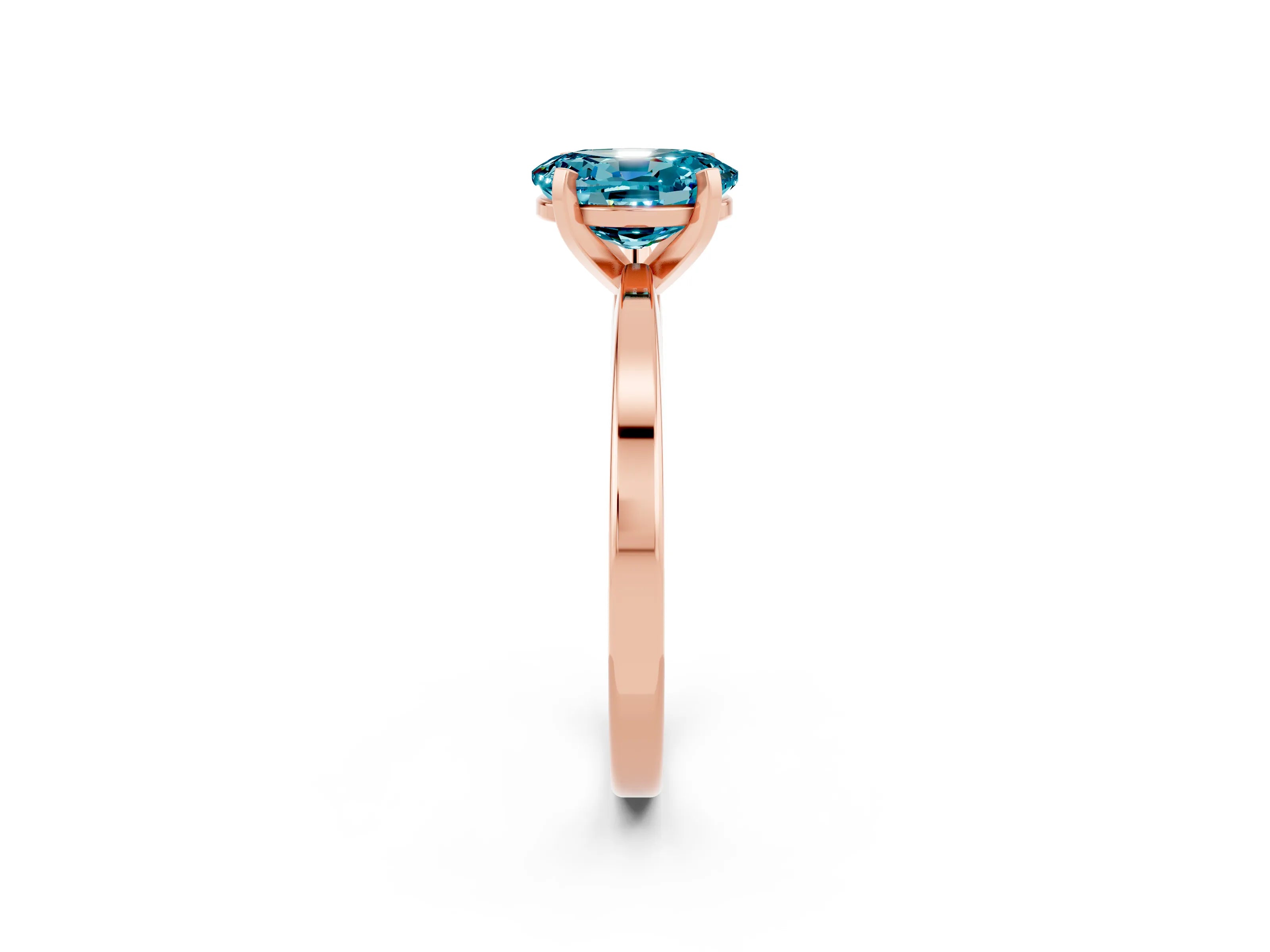Rose gold Oval Cut Blue Topaz Solitaire Engagement Ring with Classic Band and Four-Prong Setting_38