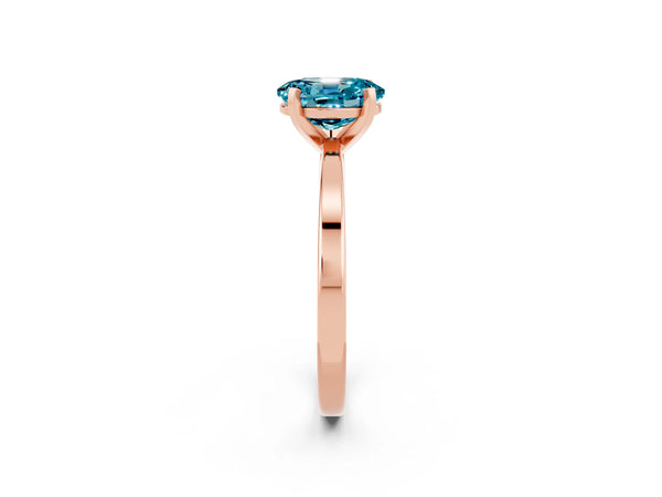 Rose gold Oval Cut Blue Topaz Solitaire Engagement Ring with Classic Band and Four-Prong Setting