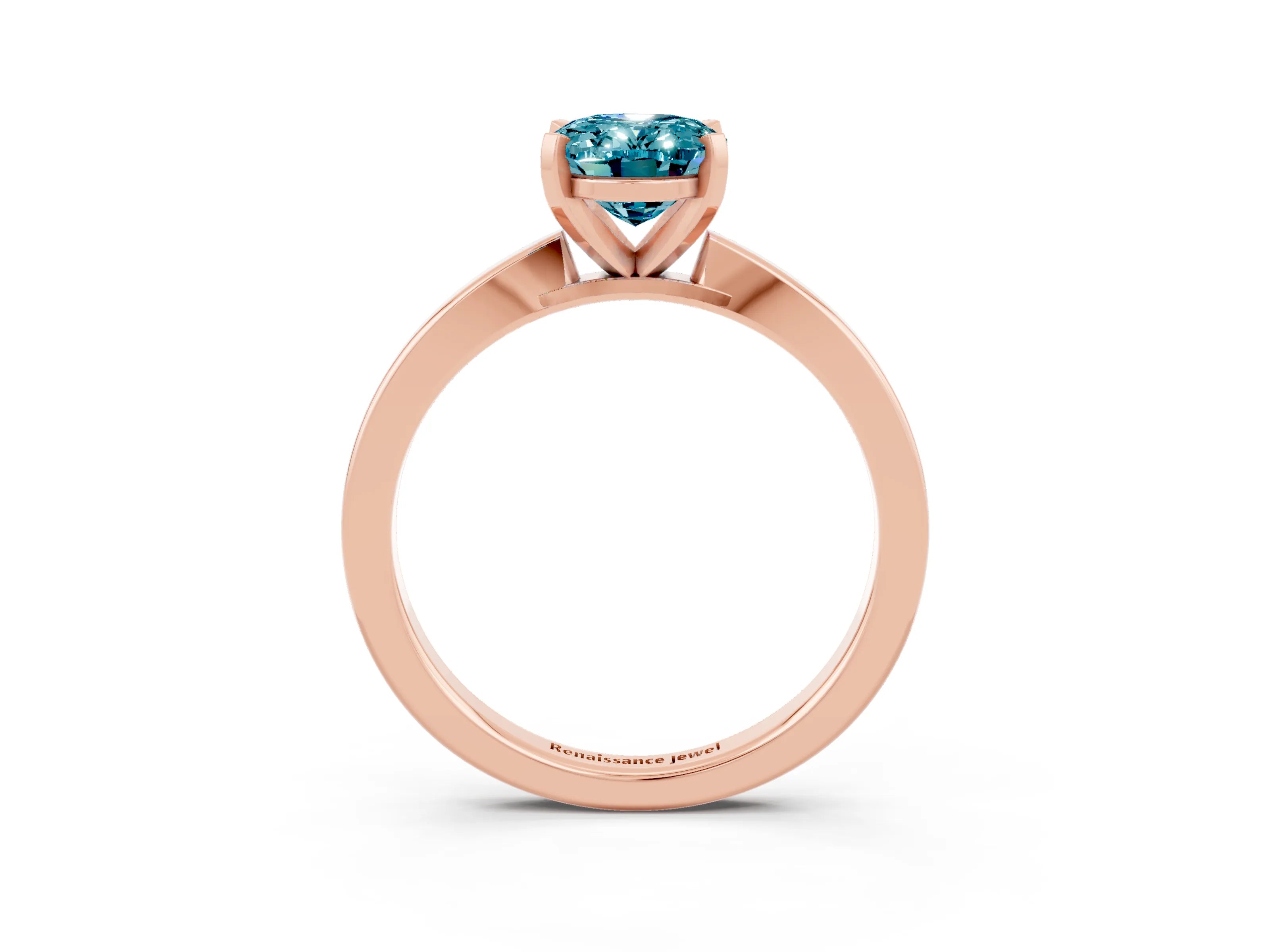 Rose gold Oval Cut Blue Topaz Solitaire Engagement Ring with Classic Band and Four-Prong Setting_39