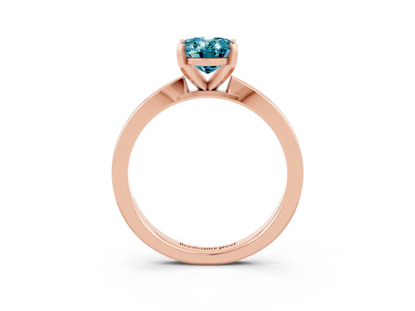 Rose gold Oval Cut Blue Topaz Solitaire Engagement Ring with Classic Band and Four-Prong Setting