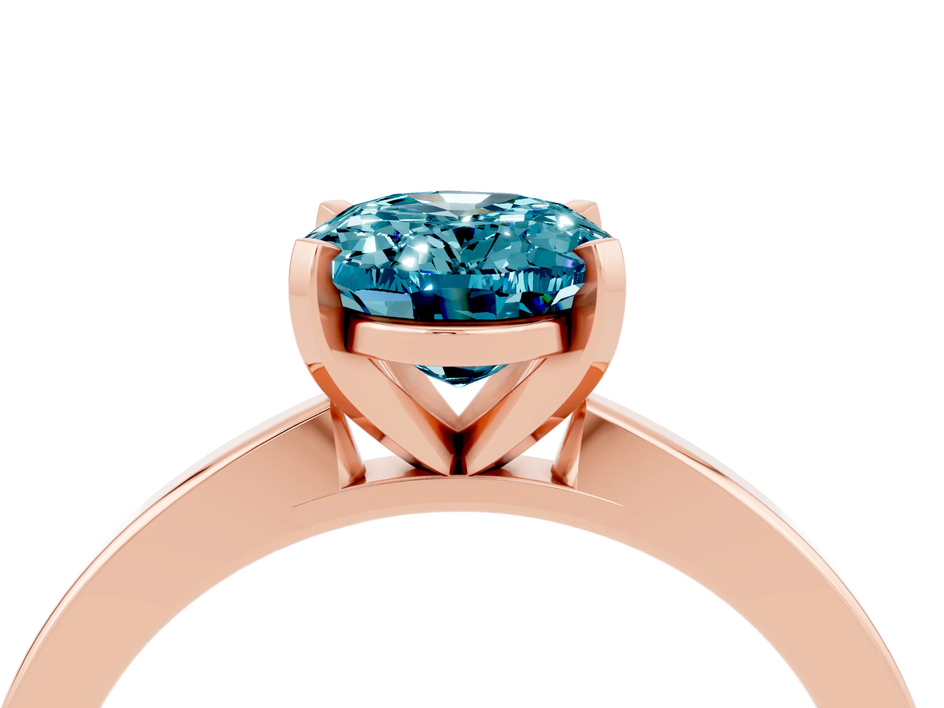 Rose gold Oval Cut Blue Topaz Solitaire Engagement Ring with Classic Band and Four-Prong Setting_40