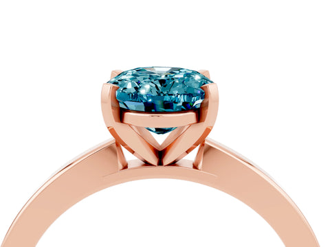 Rose gold Oval Cut Blue Topaz Solitaire Engagement Ring with Classic Band and Four-Prong Setting_40