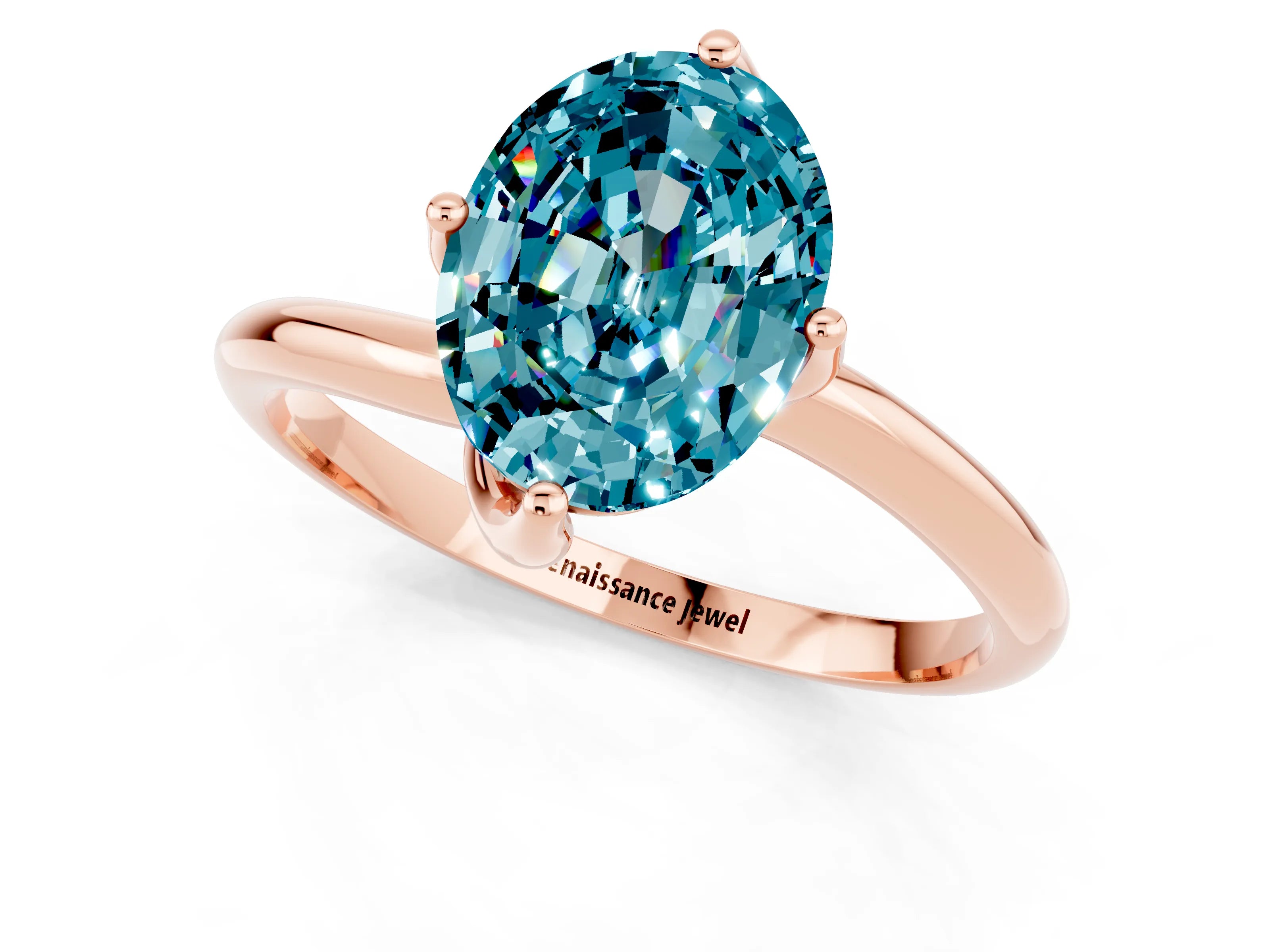 Rose gold Oval Cut Blue Topaz Solitaire Engagement Ring with Four-Prong Setting and Classic Band_13