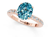 Rose gold Oval Cut Blue Topaz Solitaire Engagement Ring with Pavé Band and Four-Prong Setting_13