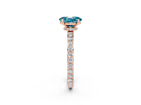 Rose gold Oval Cut Blue Topaz Solitaire Engagement Ring with Pavé Band and Four-Prong Setting_14