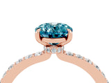 Rose gold Oval Cut Blue Topaz Solitaire Engagement Ring with Pavé Band and Four-Prong Setting_16
