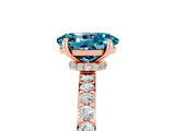 Rose gold Oval Cut Blue Topaz Solitaire Engagement Ring with Pavé Band and Four-Prong Setting_17