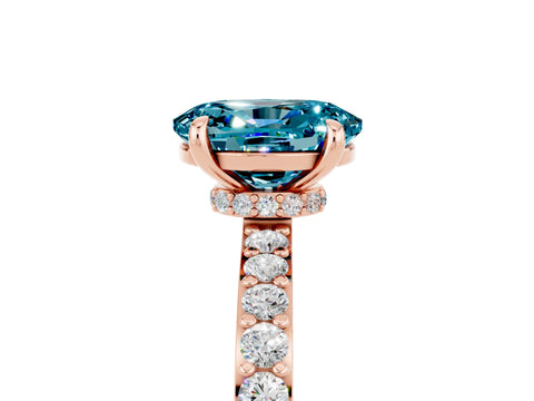 Rose gold Oval Cut Blue Topaz Solitaire Engagement Ring with Pavé Band and Four-Prong Setting_17