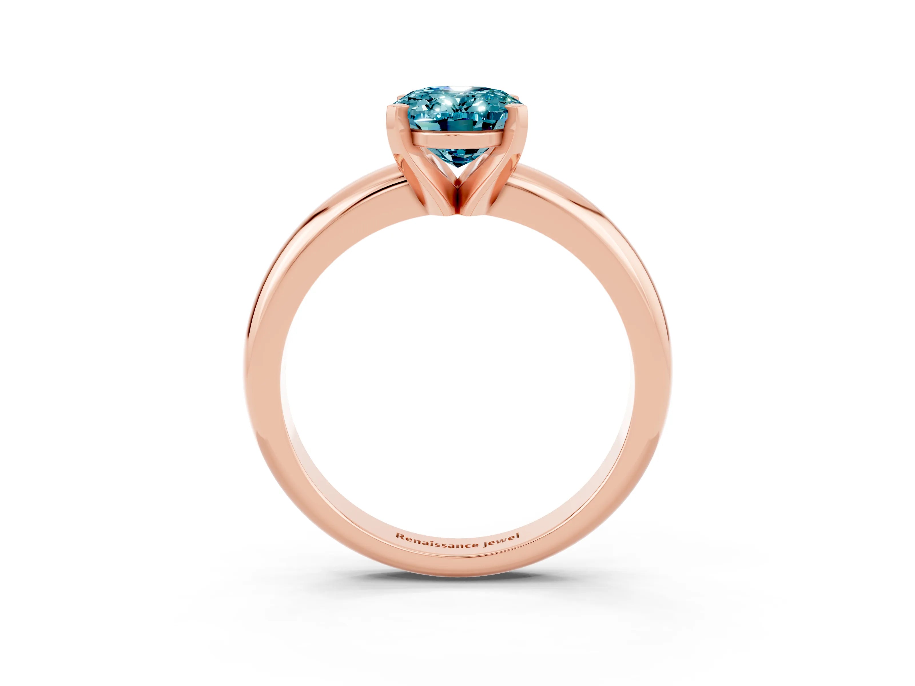 Rose gold Oval Cut Blue Topaz Solitaire Engagement Ring with Round Band and Four-Prong Setting_3