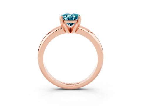 Rose gold Oval Cut Blue Topaz Solitaire Engagement Ring with Round Band and Four-Prong Setting_3