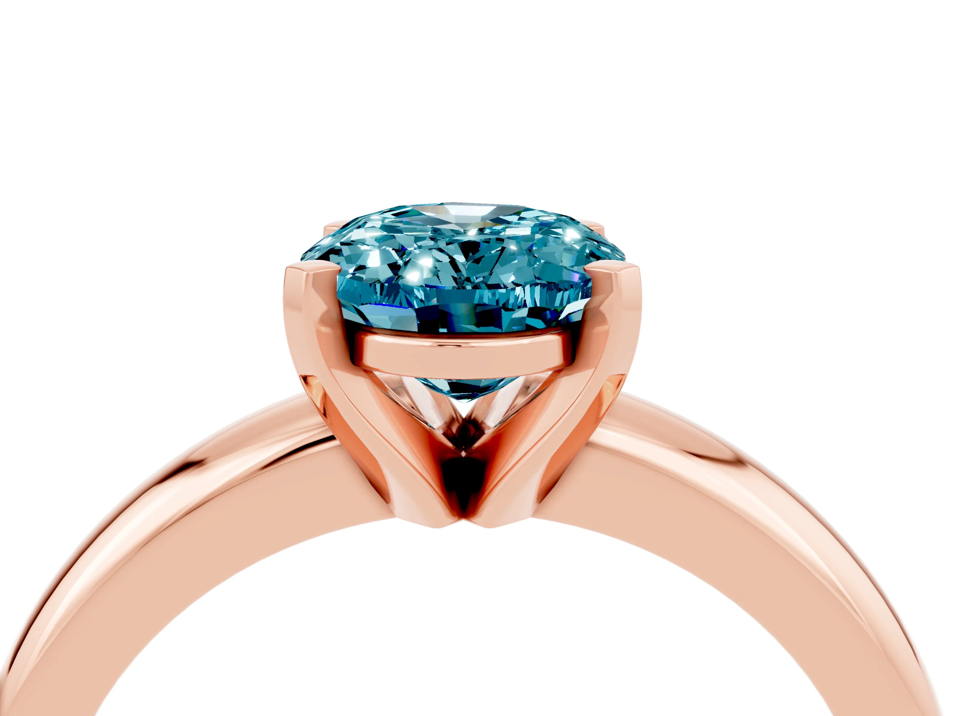 Rose gold Oval Cut Blue Topaz Solitaire Engagement Ring with Round Band and Four-Prong Setting_4