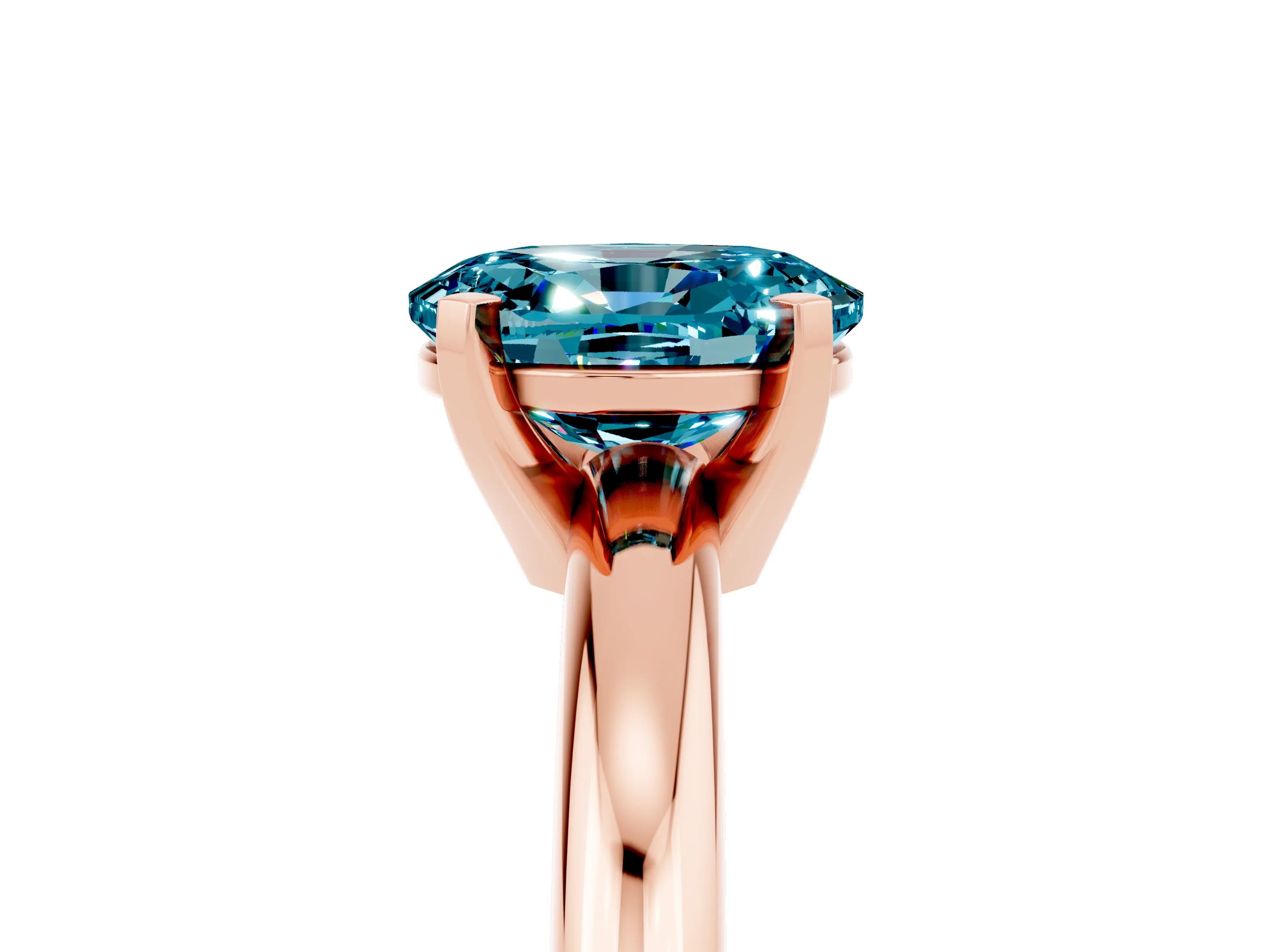 Rose gold Oval Cut Blue Topaz Solitaire Engagement Ring with Round Band and Four-Prong Setting_5