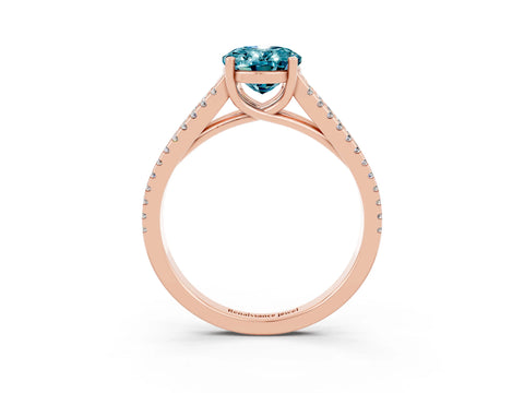 Rose gold Oval Cut Blue Topaz Solitaire Engagement Ring with Split Shank Pavé Band_3