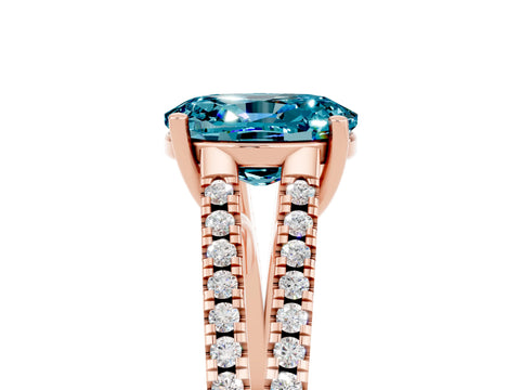 Rose gold Oval Cut Blue Topaz Solitaire Engagement Ring with Split Shank Pavé Band_5