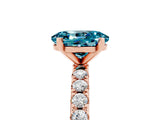 Rose gold Oval Cut Blue Topaz Solitaire Pavé Band with Four-Prong Setting_5