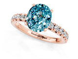Rose gold Oval Cut Blue Topaz Solitaire Pavé Engagement Ring with Round Band and Prong Setting_13