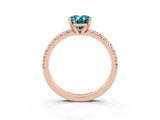 Rose gold Oval Cut Blue Topaz Solitaire Pavé Engagement Ring with Round Band and Prong Setting_15