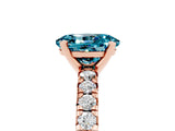 Rose gold Oval Cut Blue Topaz Solitaire Pavé Engagement Ring with Round Band and Prong Setting_17
