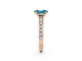 Rose gold Oval Cut Blue Topaz Solitaire Pavé Engagement Ring with Round Band and Prong Setting_74