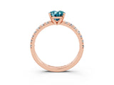 Rose gold Oval Cut Blue Topaz Solitaire Pavé Engagement Ring with Round Band and Prong Setting_75