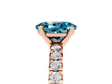 Rose gold Oval Cut Blue Topaz Solitaire Pavé Engagement Ring with Round Band and Prong Setting_77