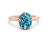 Rose gold Oval Cut Blue Topaz Solitaire Ring with Flower Prong Setting and Classic Band_12