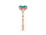 Rose gold Oval Cut Blue Topaz Solitaire Ring with Flower Prong Setting and Classic Band_14