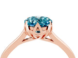 Rose gold Oval Cut Blue Topaz Solitaire Ring with Flower Prong Setting and Classic Band_16