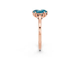 Rose gold Oval Cut Blue Topaz Solitaire Ring with Flower Prong Setting and Classic Band_38